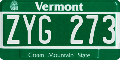 VT license plate ZYG273