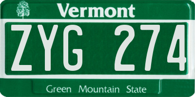 VT license plate ZYG274
