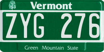 VT license plate ZYG276
