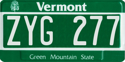 VT license plate ZYG277