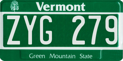 VT license plate ZYG279
