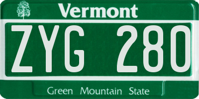 VT license plate ZYG280