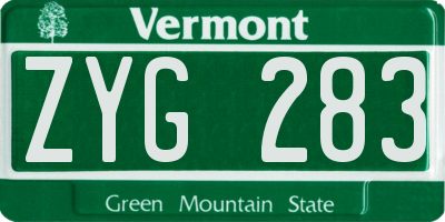 VT license plate ZYG283