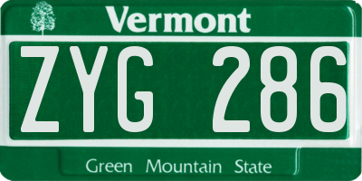 VT license plate ZYG286