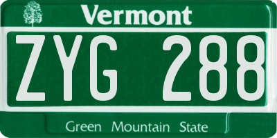 VT license plate ZYG288