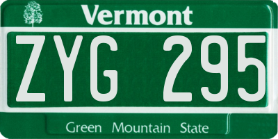 VT license plate ZYG295