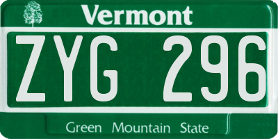 VT license plate ZYG296