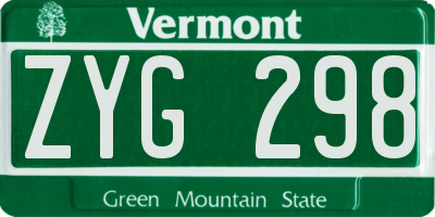 VT license plate ZYG298
