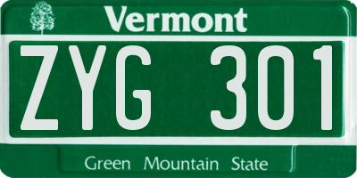 VT license plate ZYG301