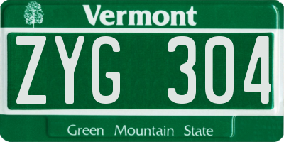 VT license plate ZYG304