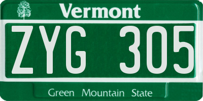 VT license plate ZYG305