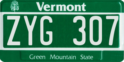 VT license plate ZYG307