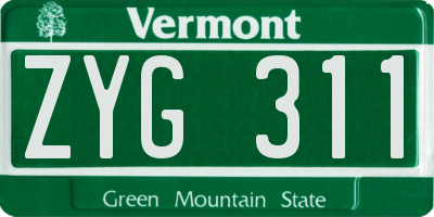 VT license plate ZYG311