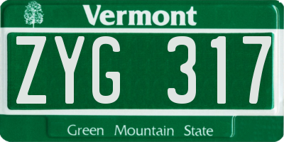 VT license plate ZYG317