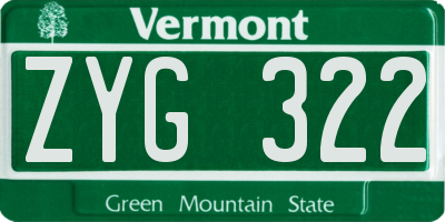 VT license plate ZYG322