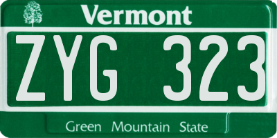 VT license plate ZYG323