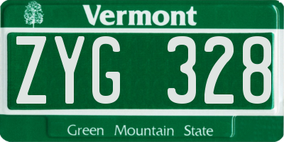 VT license plate ZYG328