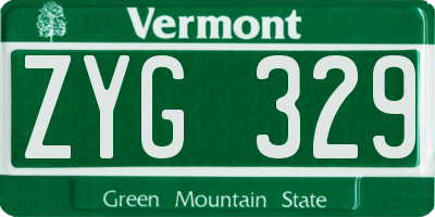 VT license plate ZYG329
