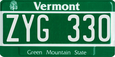 VT license plate ZYG330