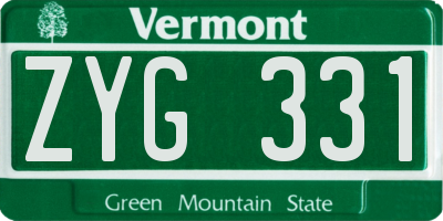 VT license plate ZYG331