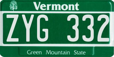 VT license plate ZYG332