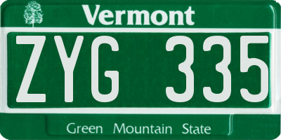 VT license plate ZYG335