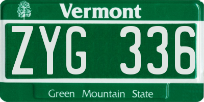 VT license plate ZYG336