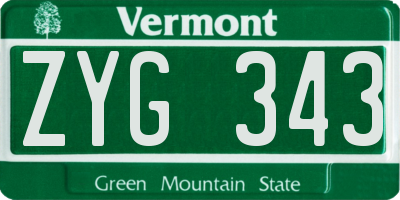VT license plate ZYG343