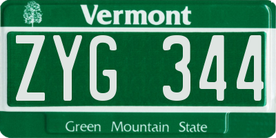 VT license plate ZYG344