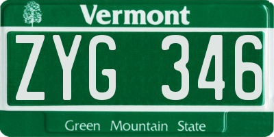 VT license plate ZYG346