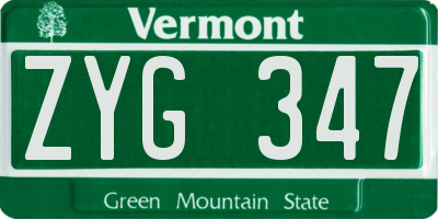 VT license plate ZYG347