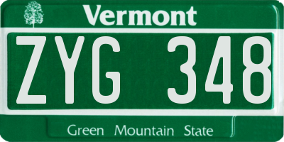 VT license plate ZYG348