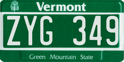 VT license plate ZYG349