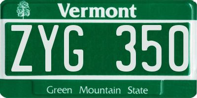 VT license plate ZYG350