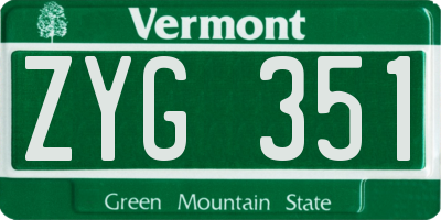 VT license plate ZYG351