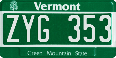 VT license plate ZYG353
