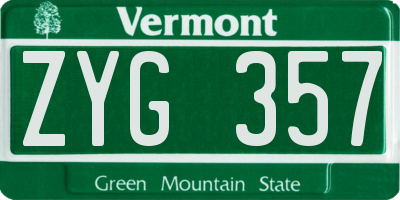 VT license plate ZYG357