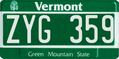 VT license plate ZYG359