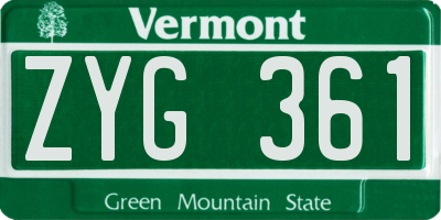 VT license plate ZYG361
