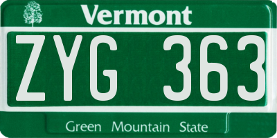 VT license plate ZYG363