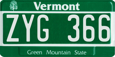 VT license plate ZYG366