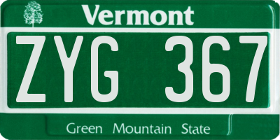 VT license plate ZYG367