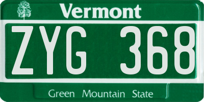 VT license plate ZYG368