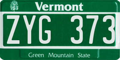 VT license plate ZYG373
