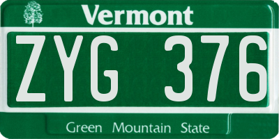VT license plate ZYG376