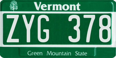 VT license plate ZYG378