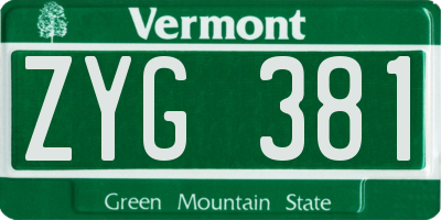 VT license plate ZYG381