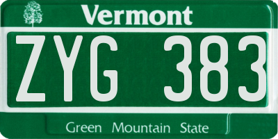 VT license plate ZYG383