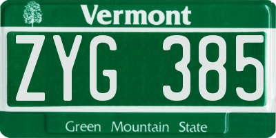 VT license plate ZYG385