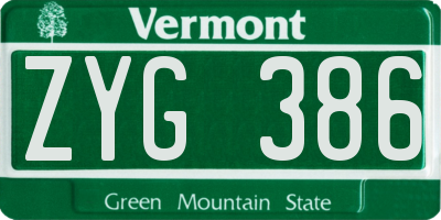 VT license plate ZYG386